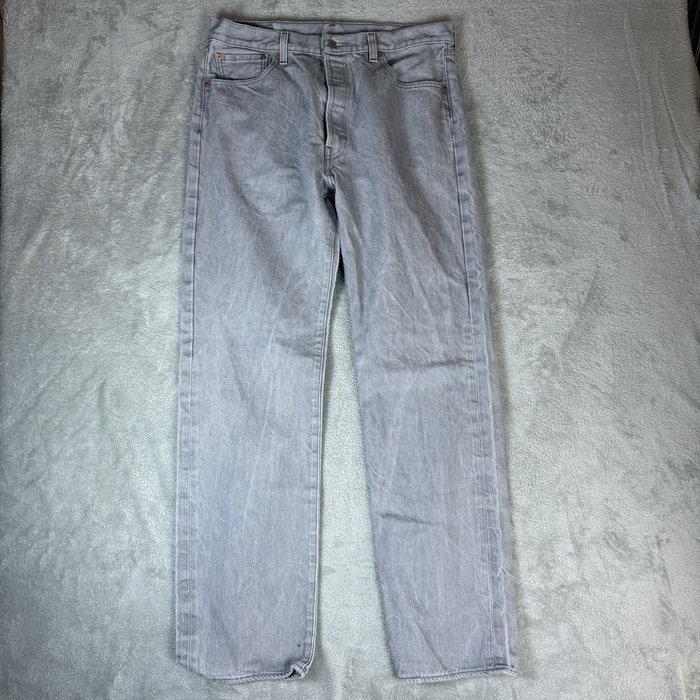 Levi's 501 Original Button Fly‎ Mens 36x36 (Fits 34x34) Jeans Gray